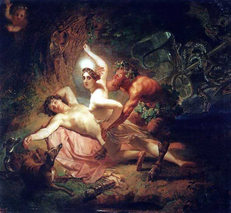 KarlPavlovichBryullov–Diana,EndymionandSatyr.1849 45x60 Canvas
