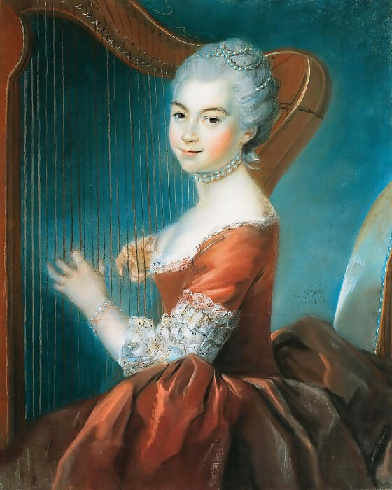 Elisabeth-Louise Vigee-Lebrun - Portrait of a Lady with a Harp 140x187 Canvas