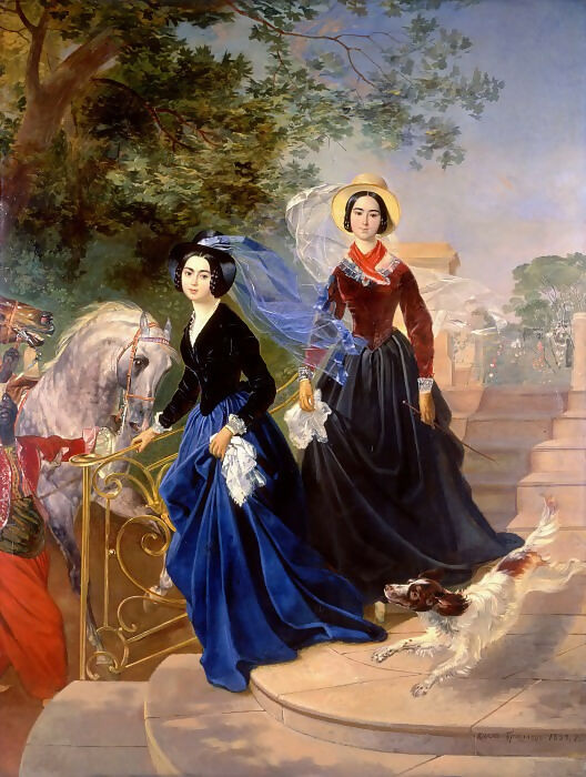 KarlPavlovichBryullov–PortraitofsistersA.A.andO.A.Shishmaryov 45x60 Canvas