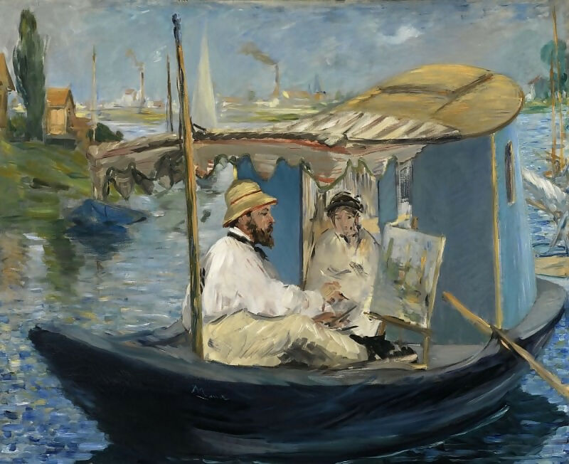 Edouard Manet – The Boat (Claude Monet with his wife, working in his boat at Argenteuil)