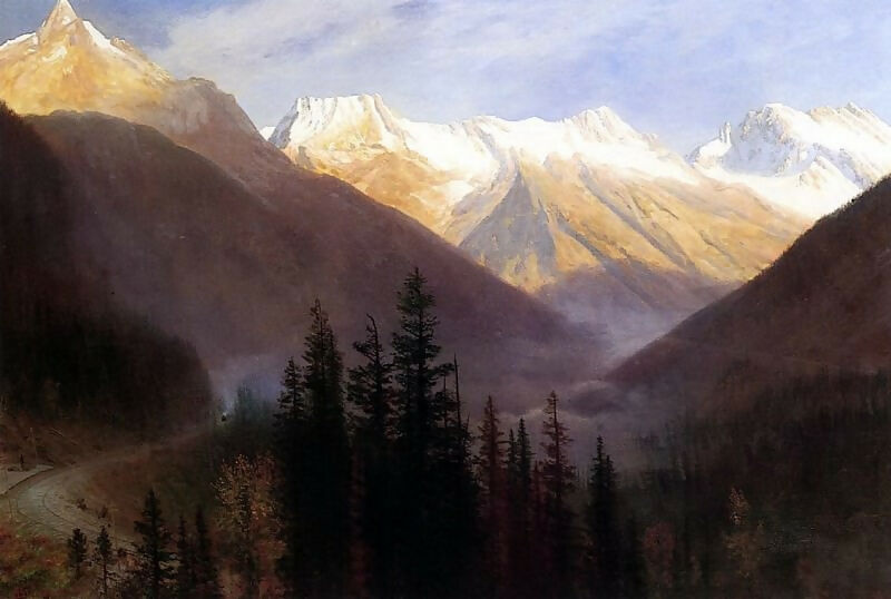 Albert Bierstadt - Sunrise at the Glacier Stationd 45x60 Canvas