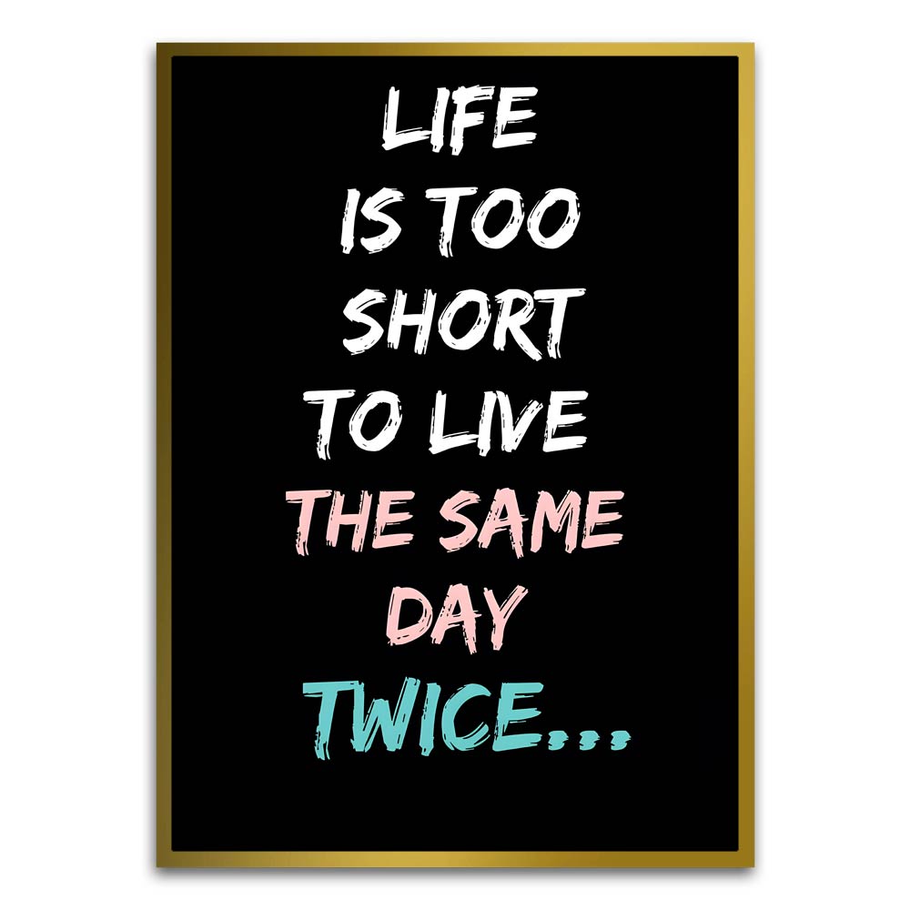 Life Is too short Gold Canvas frame acrylic canvas Frames