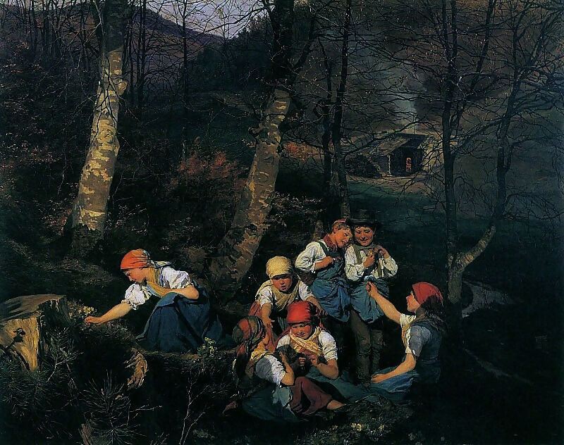 Ferdinand Georg Waldmüller Children in the Forest 140x187 Canvas