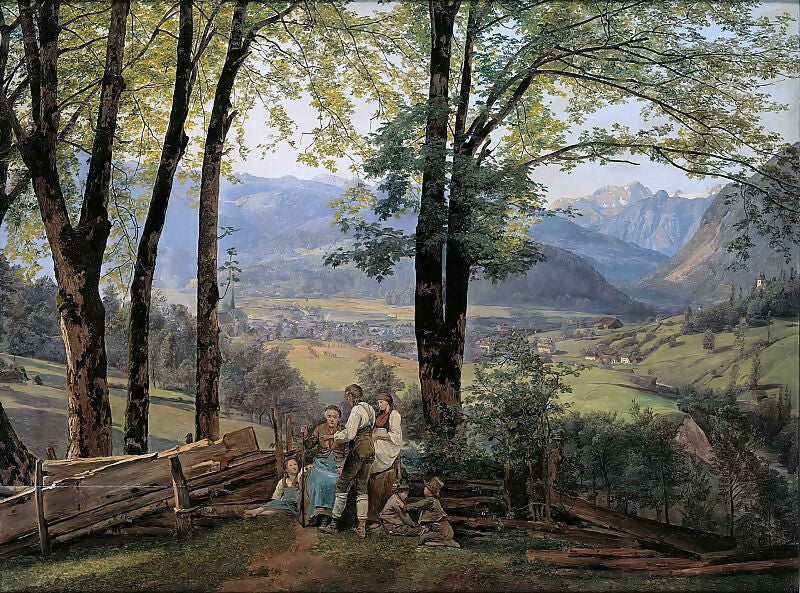 Ferdinand Georg Waldmüller - View of Ischl from Sophienplatz 140x187 Canvas