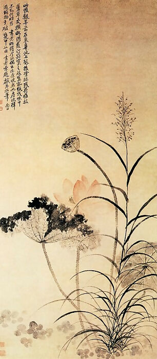 Chinese Painters of the Middle Ages (恽寿平 - 荷花芦草图) – Yun Shouping 50X40 Canvas