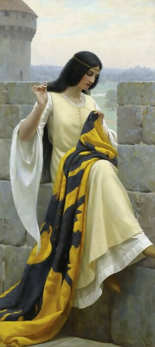 Edmund Blair Leighton – Sewing the Banner 50X40 Canvas