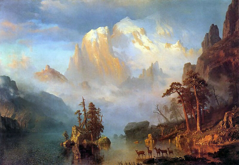 Albert Bierstadt - Rocky Mountains 45x60 Canvas