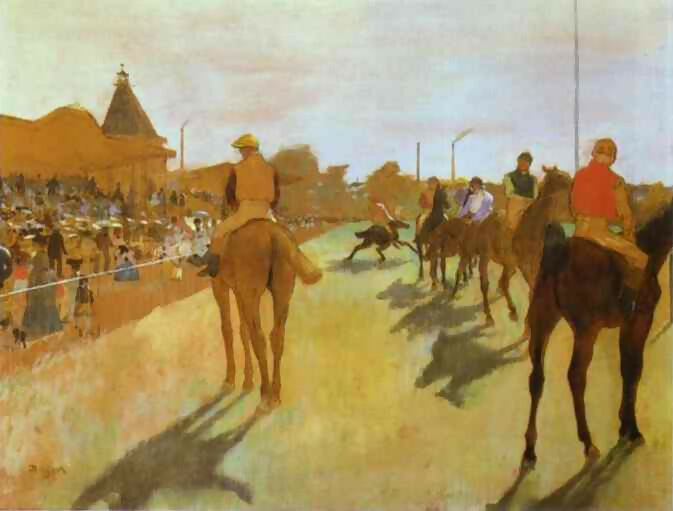 Edgar Degas Jockeys in front of the stands 45x60 Canvas