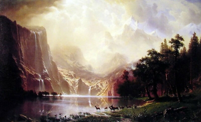 Albert Bierstadt - Among the Sierra Nevada Mountains 140x187 Canvas