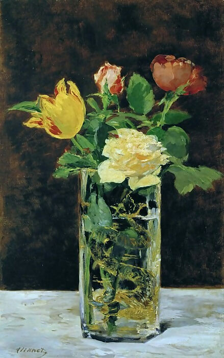 Edouard Manet – Roses and Tulips 50X40 Canvas