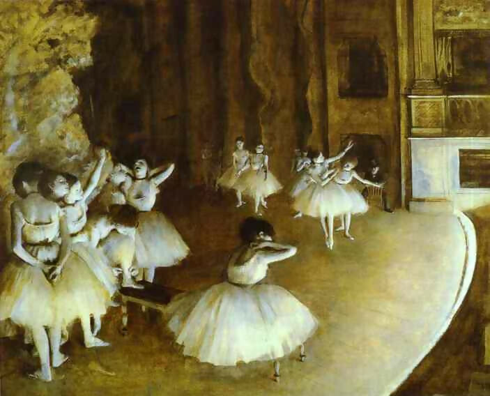 Edgar Degas - Dress Rehearsal of the Ballet on Stage 70x100 Canvas