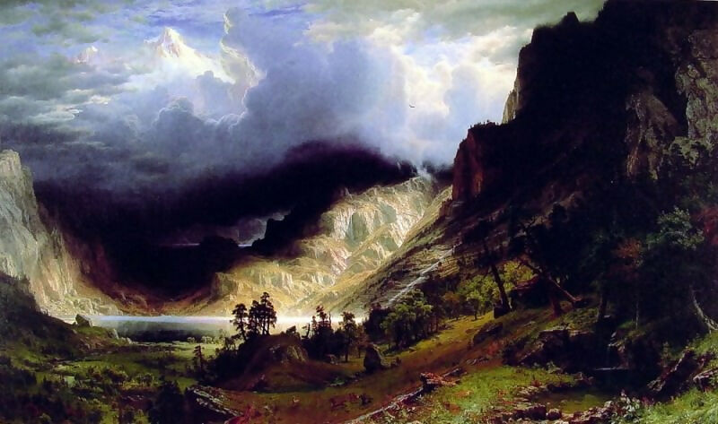 Albert Bierstadt - Thunderstorm in the Rocky Mountains 70x100 Canvas