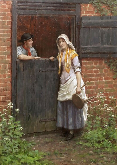 Edmund Blair Leighton - The Same Stories Again 45x60 Canvas