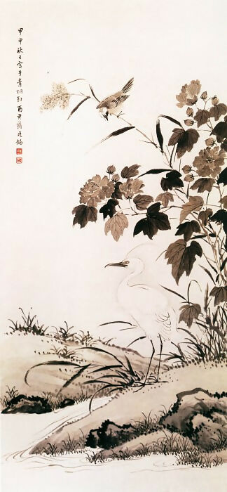 Chinese Painters of the Middle Ages (蒋廷锡 - 芙蓉鹭鸶图) – Jiang Tingxi 50X40 Canvas