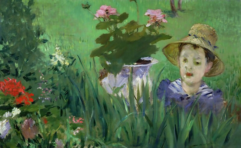 Edouard Manet - Boy Among Flowers (Jacques Hoschede) 45x60 Canvas
