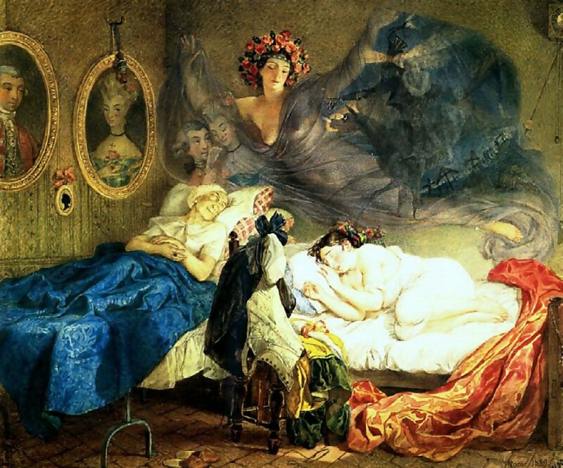 KarlPavlovichBryullov–DreamofGrandmotherandGranddaughter.1829 45x60 Canvas