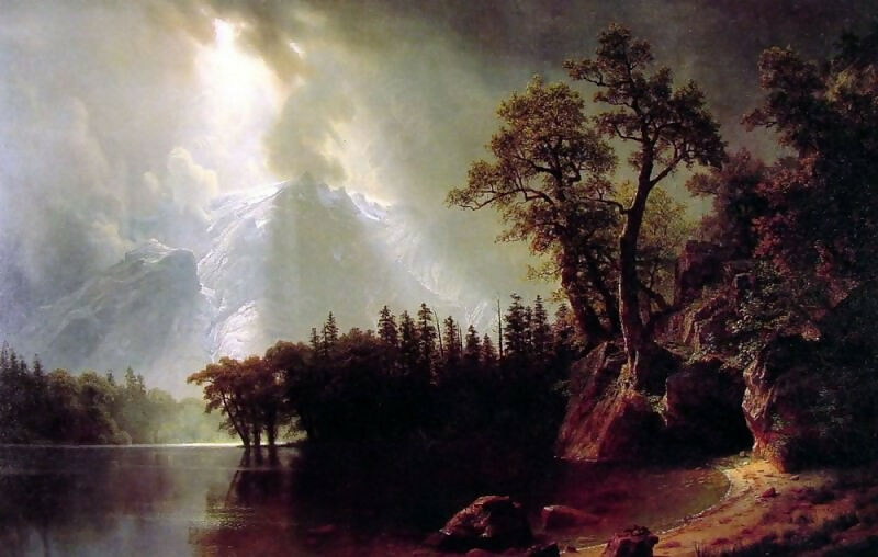 Albert Bierstadt - Thunderstorm in the Sierra Nevada 70x100 Canvas