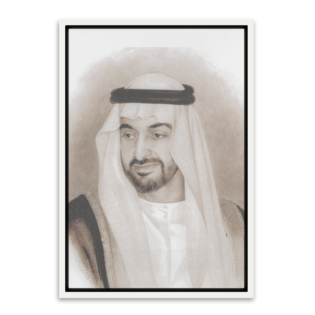 Sheikh Mohammed Bin Zayed Al Nahyan White Canvas frame acrylic canvas Frames