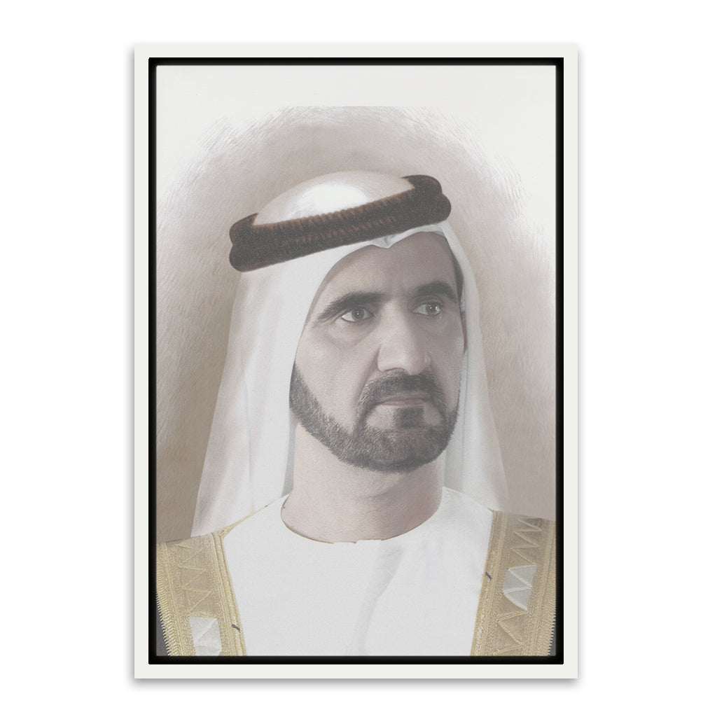 Sheikh Mohammed bin Rashid Al Maktoum. White Canvas frame acrylic canvas Frames
