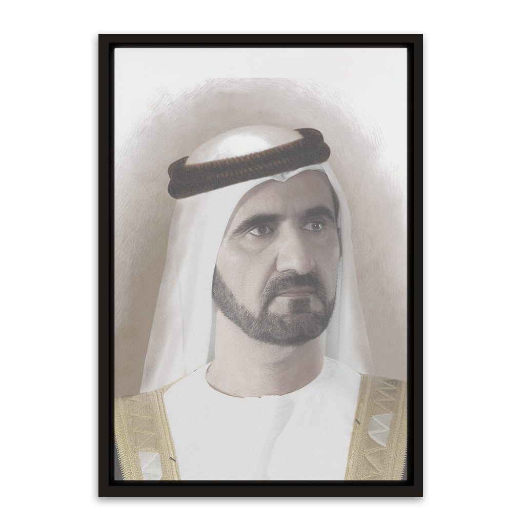 Sheikh Mohammed bin Rashid Al Maktoum. Black Canvas frame acrylic canvas Frames