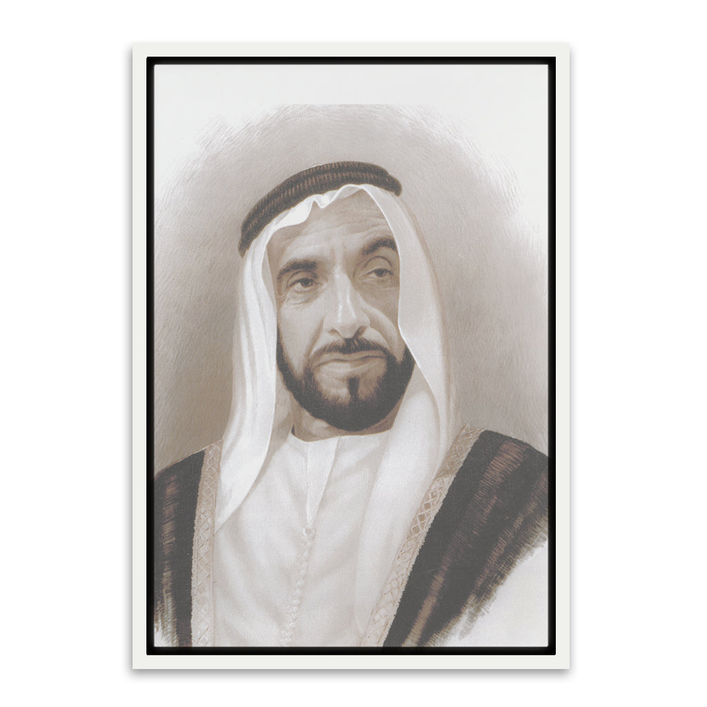 Sheikh Zayed Bin Sultan Al Nahyan White Canvas frame acrylic canvas Frames