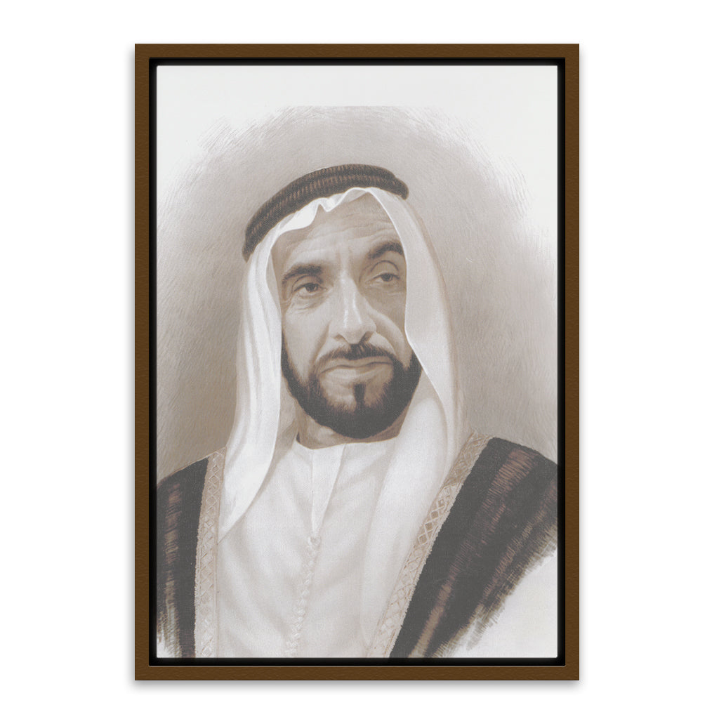 Sheikh Zayed Bin Sultan Al Nahyan Brown Canvas frame acrylic canvas Frames