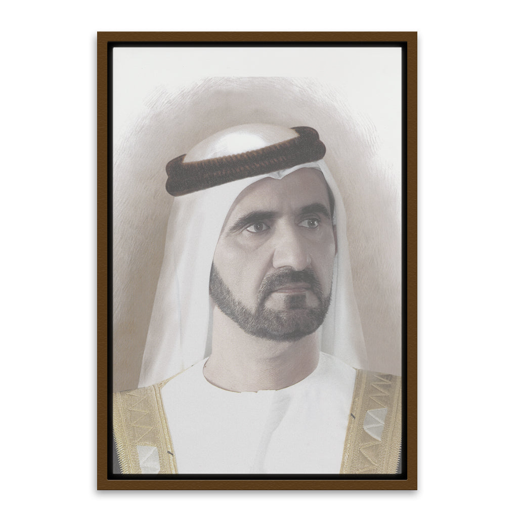 Sheikh Mohammed bin Rashid Al Maktoum. Brown Canvas frame acrylic canvas Frames