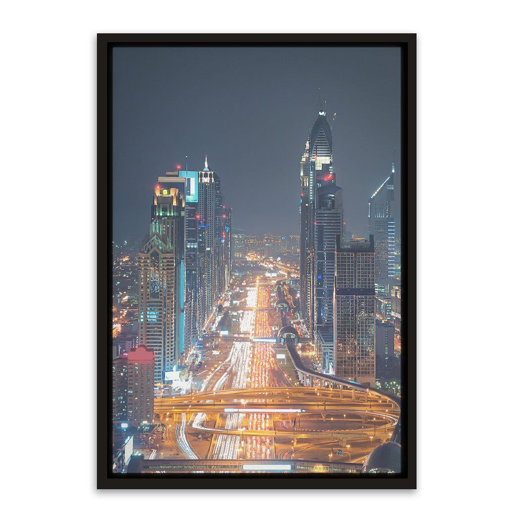 Shaikh Zayed Road Black Canvas frame acrylic canvas Frames