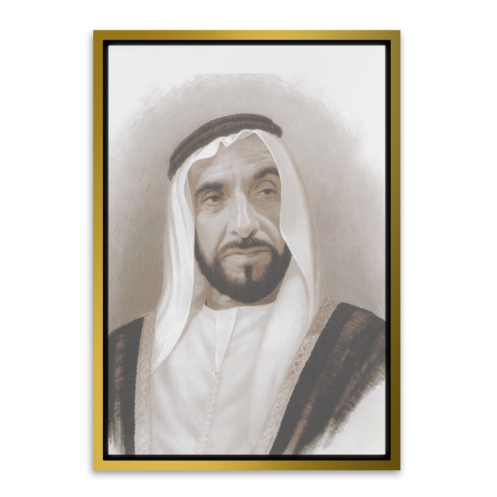 Sheikh Zayed Bin Sultan Al Nahyan Gold Canvas frame acrylic canvas Frames
