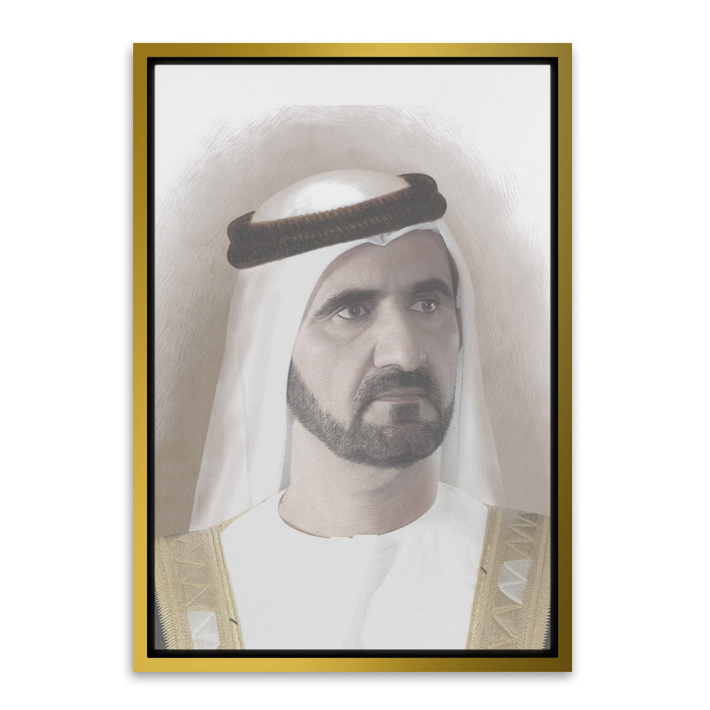 Sheikh Mohammed bin Rashid Al Maktoum. Gold Canvas frame acrylic canvas Frames