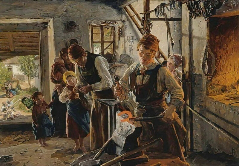 Ferdinand Georg Waldmüller The Forge 45x60 Canvas