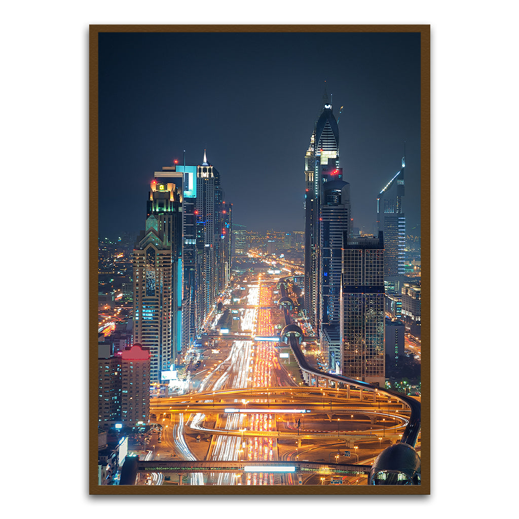 Shaikh Zayed Road Brown Printed frame acrylic canvas Frames