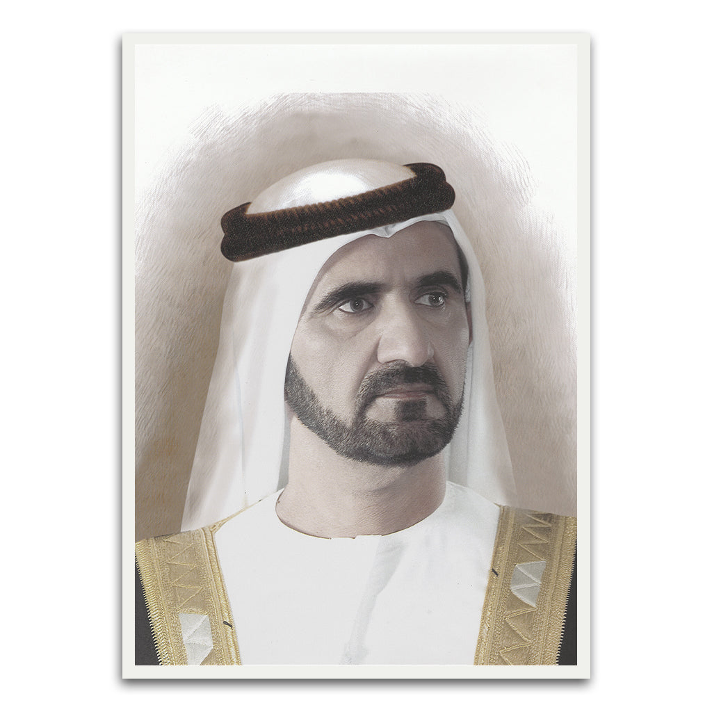 Sheikh Mohammed bin Rashid Al Maktoum. White Printed frame acrylic canvas Frames