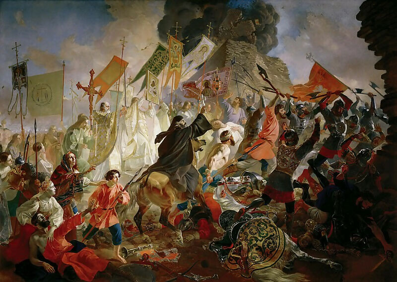 KarlPavlovichBryullov–TheSiegeofPskovbythePolishKingStefanBatoryin1581. 50X40 Canvas