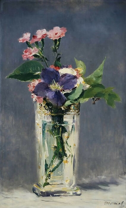 Edouard Manet – Carnations and Clematis in a Crystal Vase 90x120 Canvas