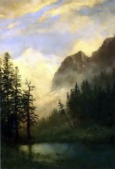 Albert Bierstadt - Mountain Landscape 140x187 Canvas