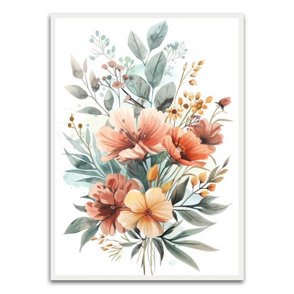 Botanical Art 6 White Printed frame acrylic canvas Frames