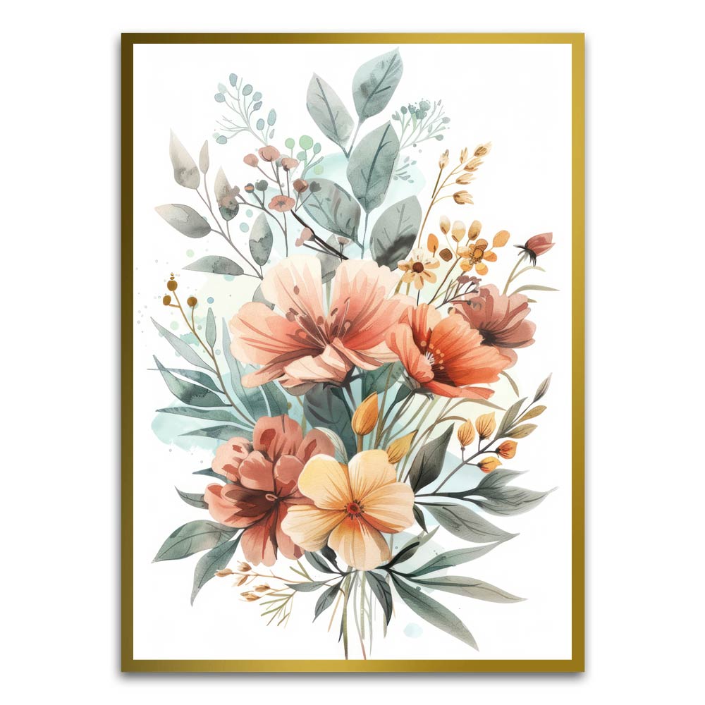 Botanical Art 6 Gold Printed frame acrylic canvas Frames