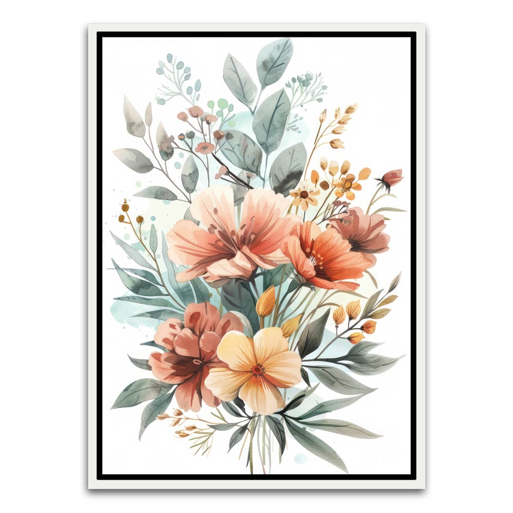 Botanical Art 6 White Canvas frame acrylic canvas Frames