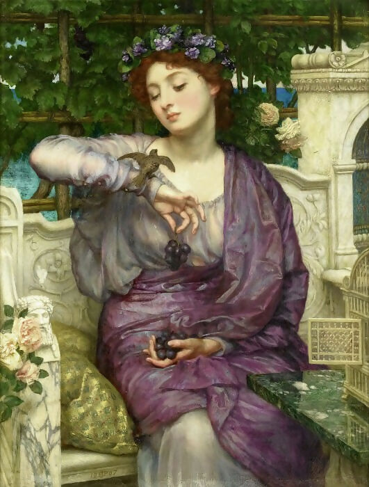 Edward John Poynter - Lesbia with a Sparrow 45x60 Canvas