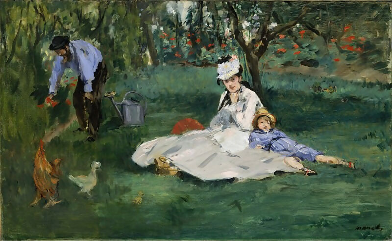 Edouard Manet - The Monet Family in the Garden at Argenteuil 45x60 Canvas