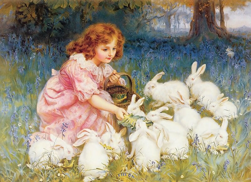 Frederick Morgan – Feeding the Rabbits 70x100 Canvas