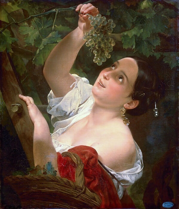 KarlPavlovichBryullov–ItalianNoon(ItalianWomanPickingGrapes)1 90x120 Canvas