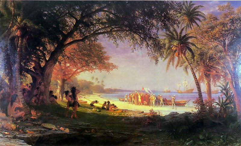 Albert Bierstadt - The Landing of Columbus 70x100 Canvas