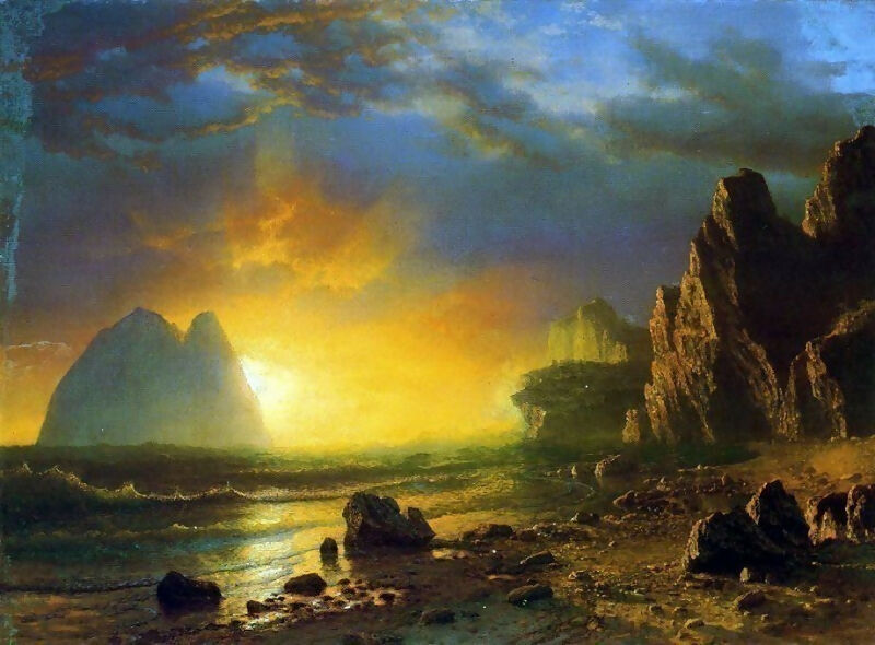 Albert Bierstadt - Sunset on the Coast 50X90 Canvas