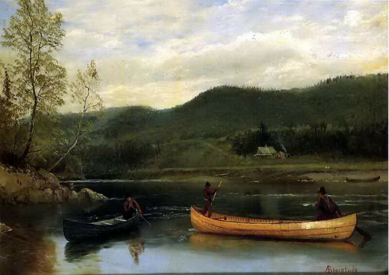 Albert Bierstadt - Two Men in a Boat 90x120 Canvas