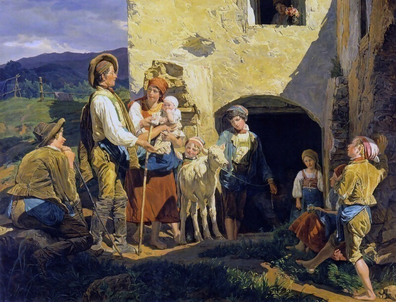 Ferdinand Georg Waldmüller - The Pauper's Sale 90x120 Canvas