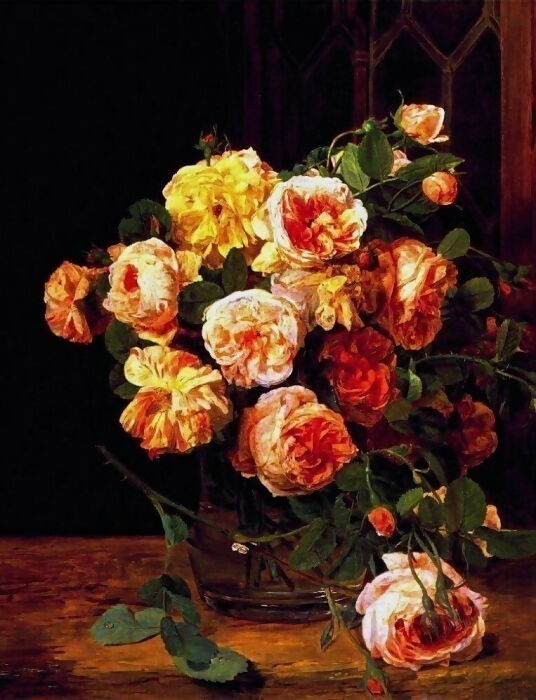 Ferdinand Georg Waldmüller – Roses at the Window 45x60 Canvas
