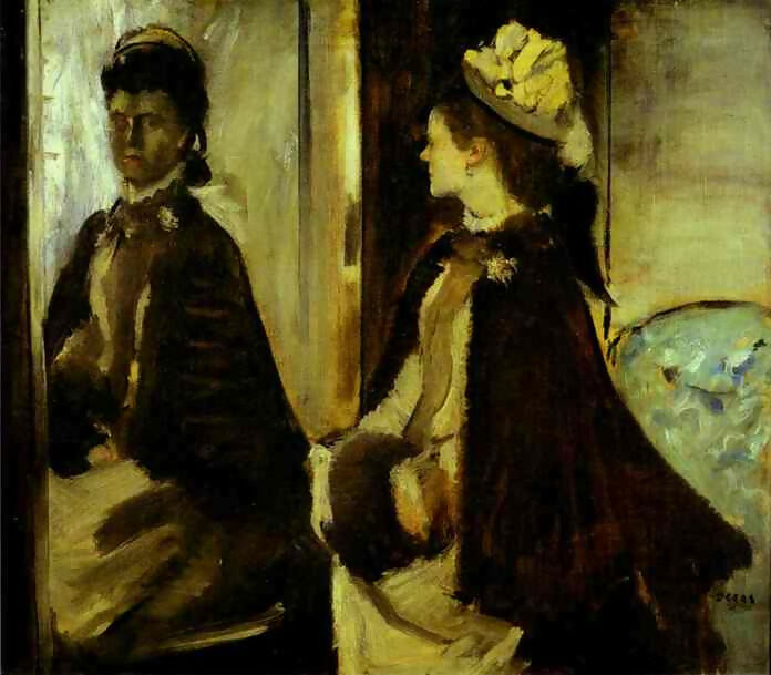 Edgar Degas - Madame Gintaut in Front of a Mirror 70x100 Canvas