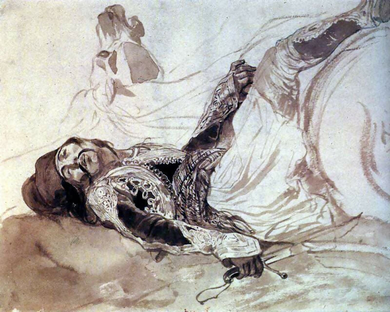 KarlPavlovichBryullov-WoundedGreek,fallenfromahorse.1835 70x100 Canvas